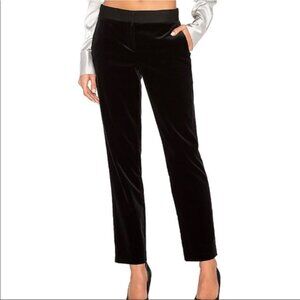 Theory Black Velvet Finish Straight-Leg Trousers Size 4